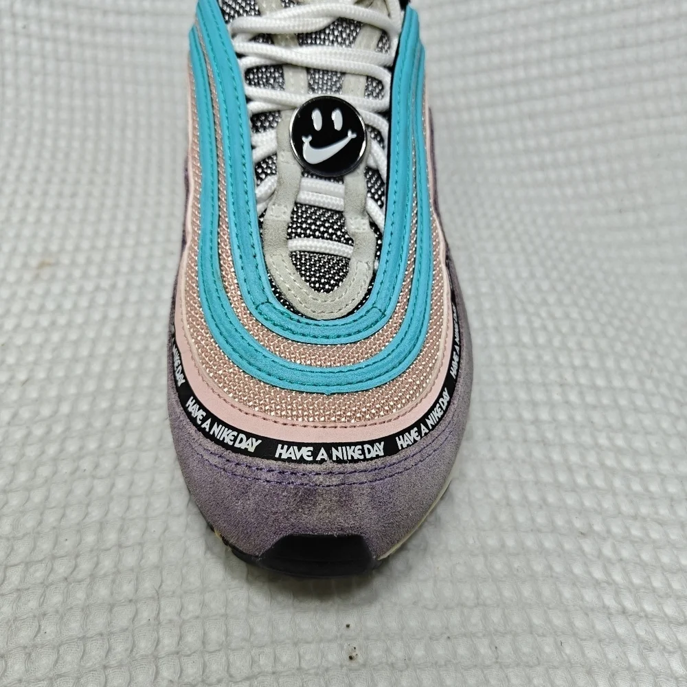 Nike Air Max 97 'Have a Nike Day' Purple White Black Coral Sneaker Youth Size 6Y